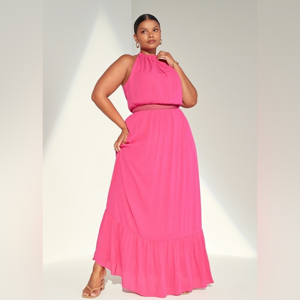 NWT 2XL Crochet Halter Maxi Dress